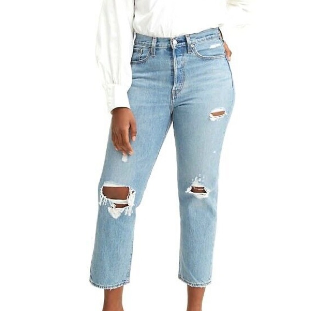 Levi’s Wedgie Fit Distressed Ripped Jeans